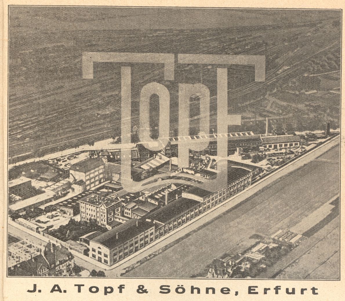 Plakat reklamowy z widokiem fabryki. Przewodnik po Erfurcie 1935 r.
