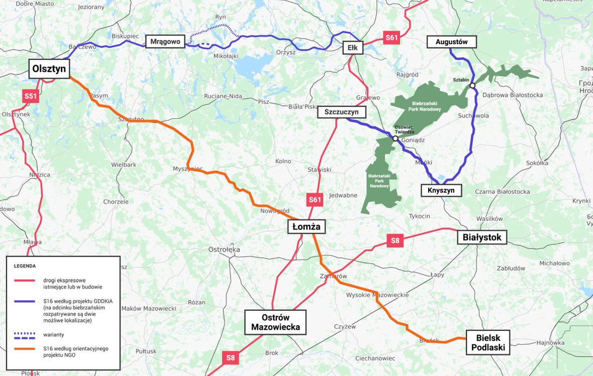 Planowane warianty nowych rozwiązań drogowych