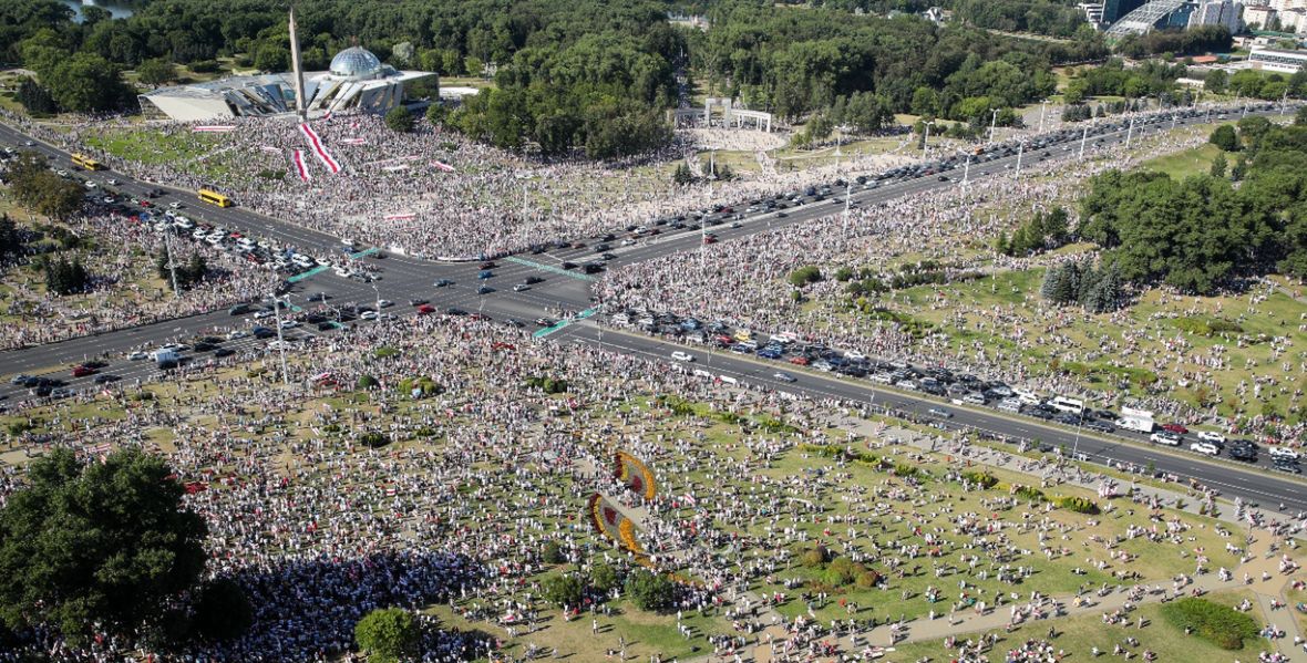 Protesty przeciw brutalności białoruskich służb. 16 sierpnia 2020, Mińsk