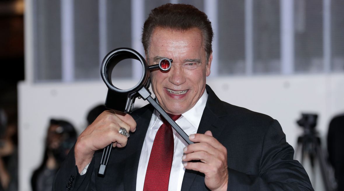 Arnold Schwarzenegger podczas promocji filmu &quot;Terminator: Mroczne przeznaczenie&quot;. To szósty pełnometrażowy film serii &quot;Terminator&quot;. Rok 2019