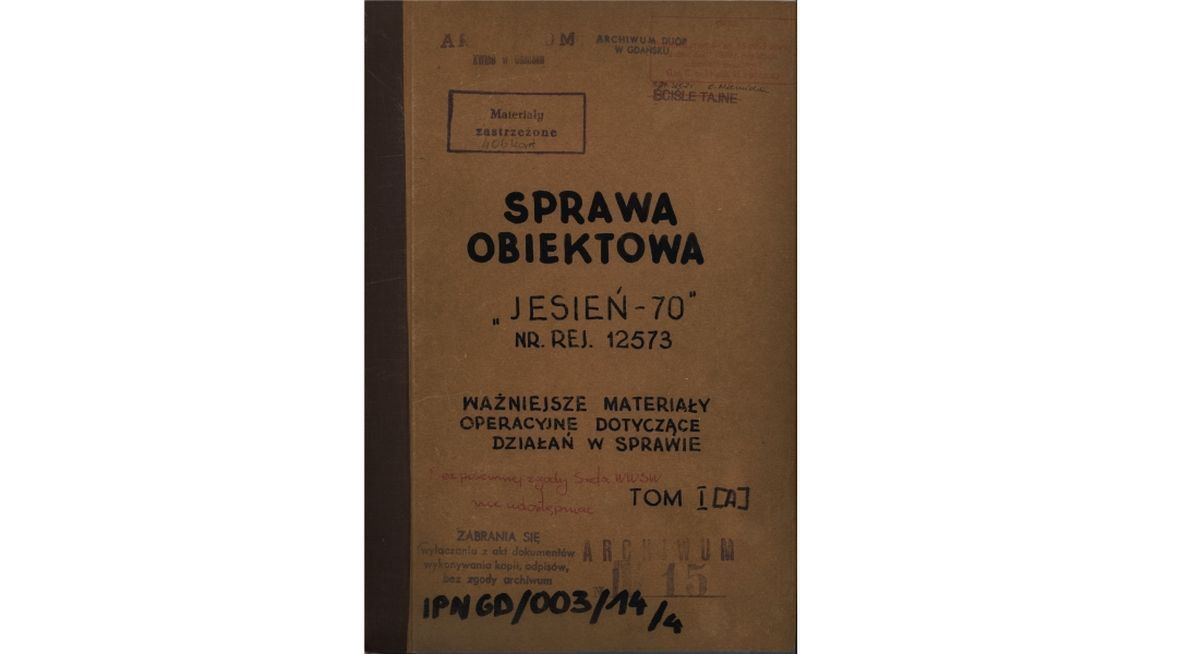 Akta operacji &quot;Jesień&quot;. Akcja ta miała przeciwdziałać spodziewanym niepokojom społecznym po ogłoszeniu podwyżek