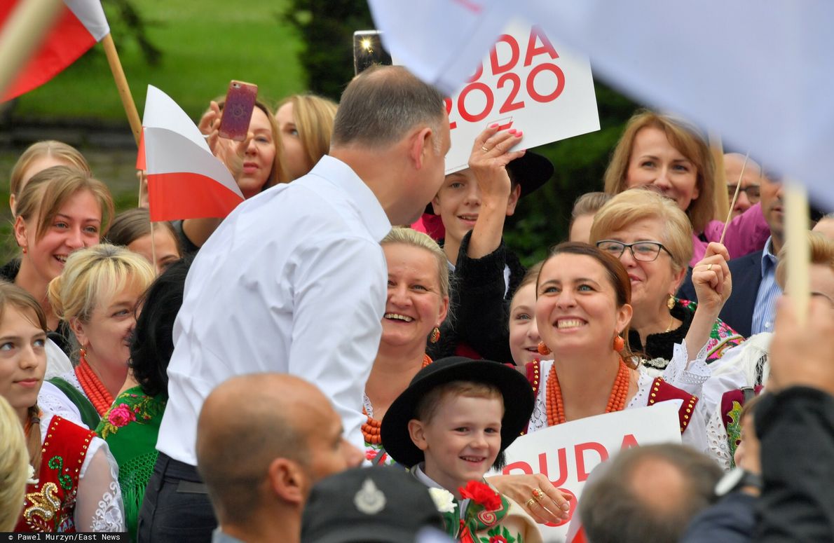 Prezydent Andrzej Duda podczas wiecu wyborczego